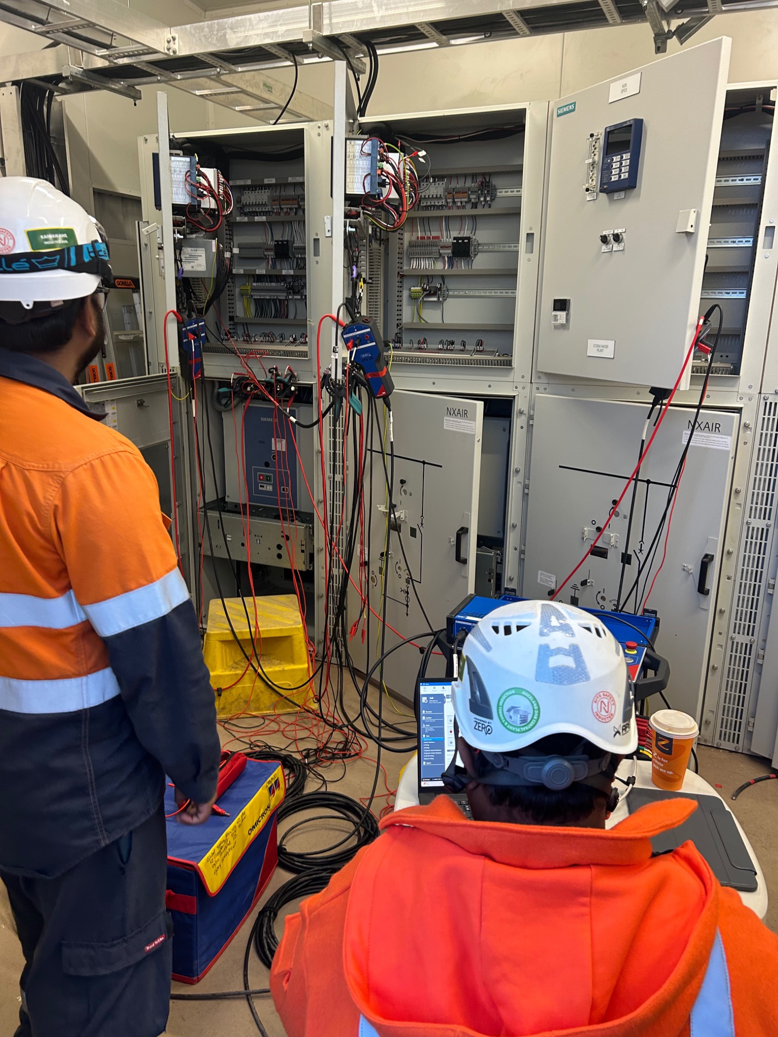 High Voltage Solutions team carrying out electrical testing at switchgear